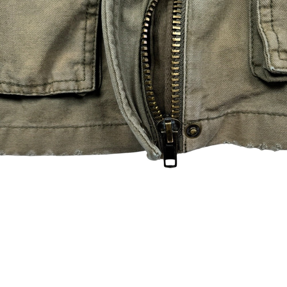 Free People Jacket Women Green Full Zip Military Utility Jacket Distressed Cargo - Picture 6 of 7